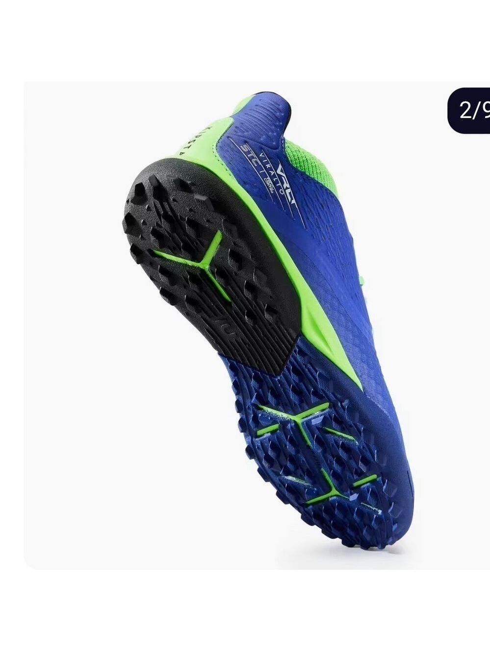 KIPSTA Kids' Hard Ground Football Boots Viralto III Turf TF - Blue/Green sz 3.5
